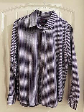 UNTUCKit Men’s Purple and White Gingham Button-Down Shirt